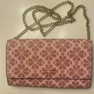 Kate Spade Crossbody Bag | Flower Coated Canvas Chain Clutch | Pink Multi - NWOT